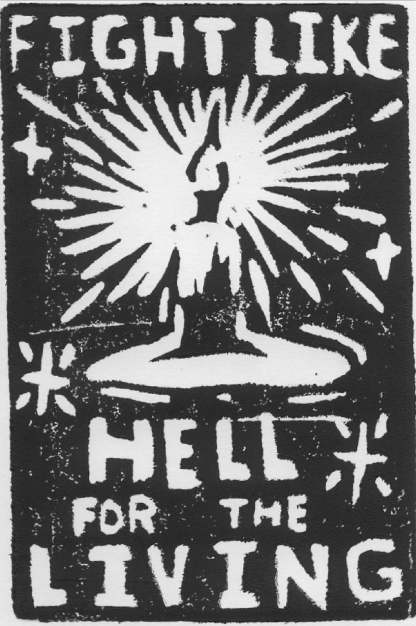 Linocut Candle Captionated 'Fight Like Hell For The Living'