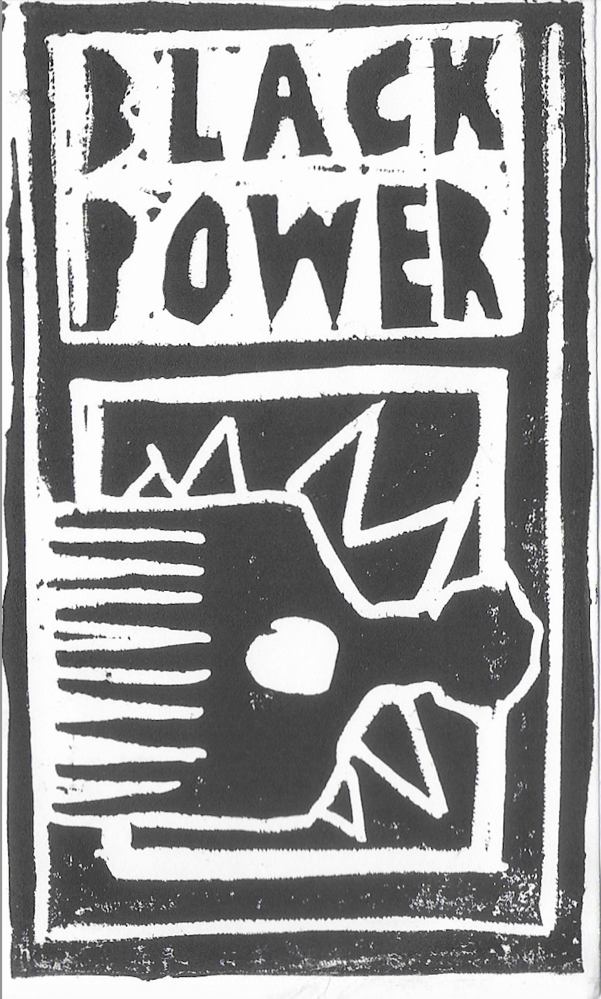 Linocut Pick Captionated 'Black Power'